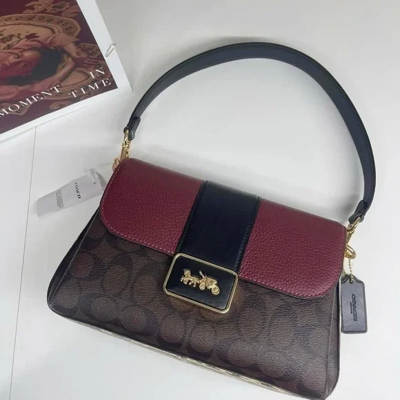 NWT - COACH Grace Shoulder Bag In Signature Canvas- CC066 Brown Black $498